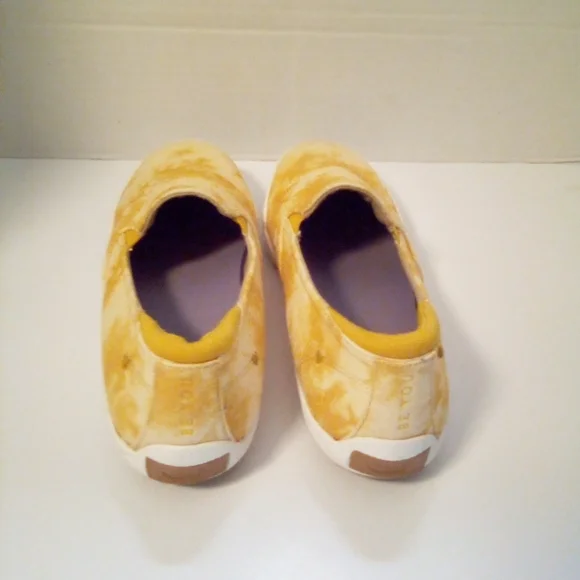 Dr. Scholls Jot It Down Deck Shoes Yellow Tie Dyed Slip-On Size 6.5 Pre-owned - Picture 5 of 11